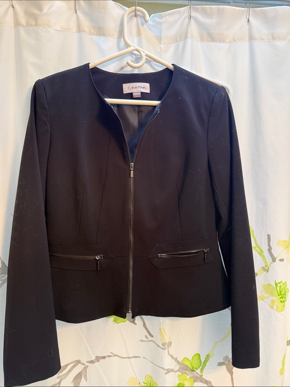 Calvin Klein Black Zip-Front Blazer